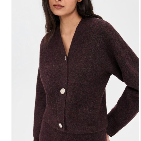 Le Bop Sweaters - Le Bop Ines Knit Cardigan in Chocolate Brown